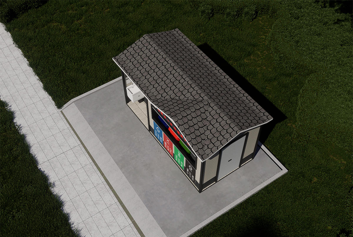 小區垃圾分類房俯視圖