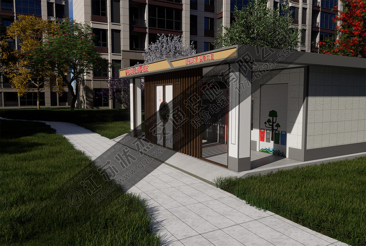 智能垃圾分類回收站帶走廊圖片