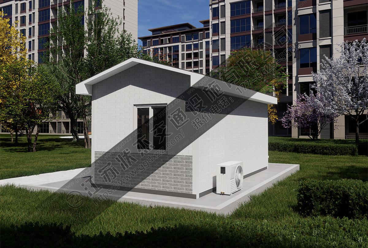 垃圾分類房帶伸縮雨棚后視圖