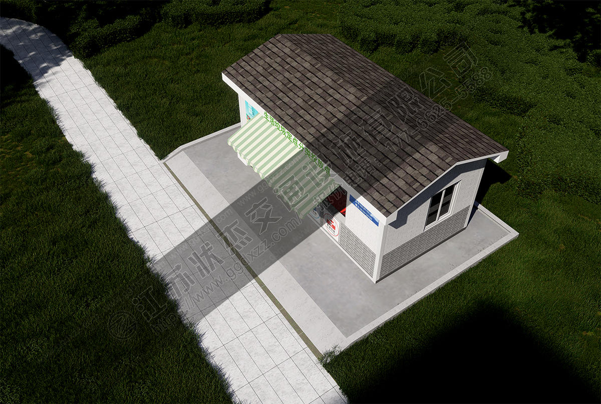 垃圾分類房帶伸縮雨棚俯視圖