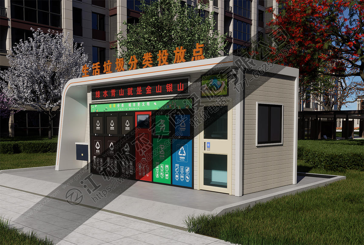 小區智能垃圾分類房側視圖