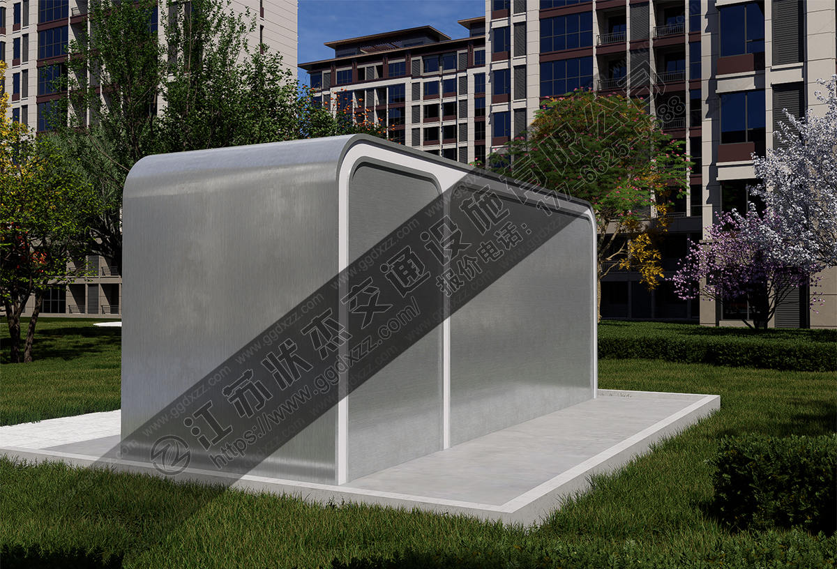 不銹鋼垃圾分類收集屋后視圖