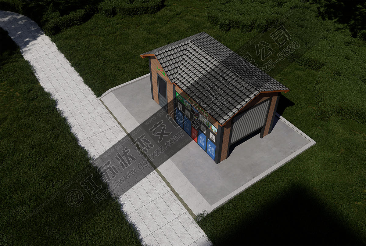 15平方米智能垃圾分類收集站俯視圖