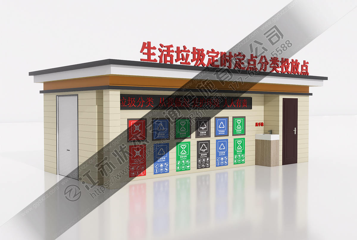 小區鋼結構垃圾分類房左視圖