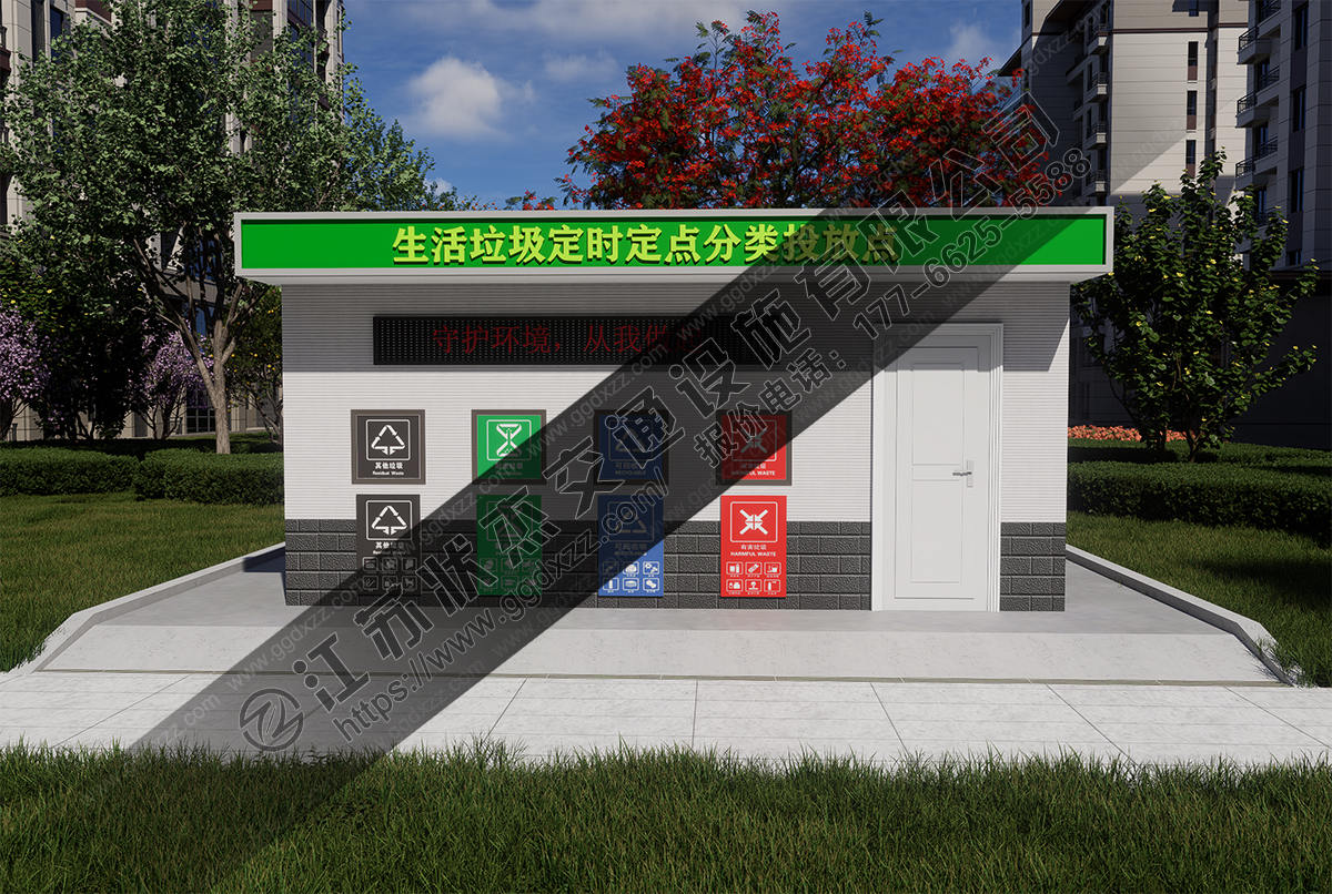 小區垃圾分類房前視圖
