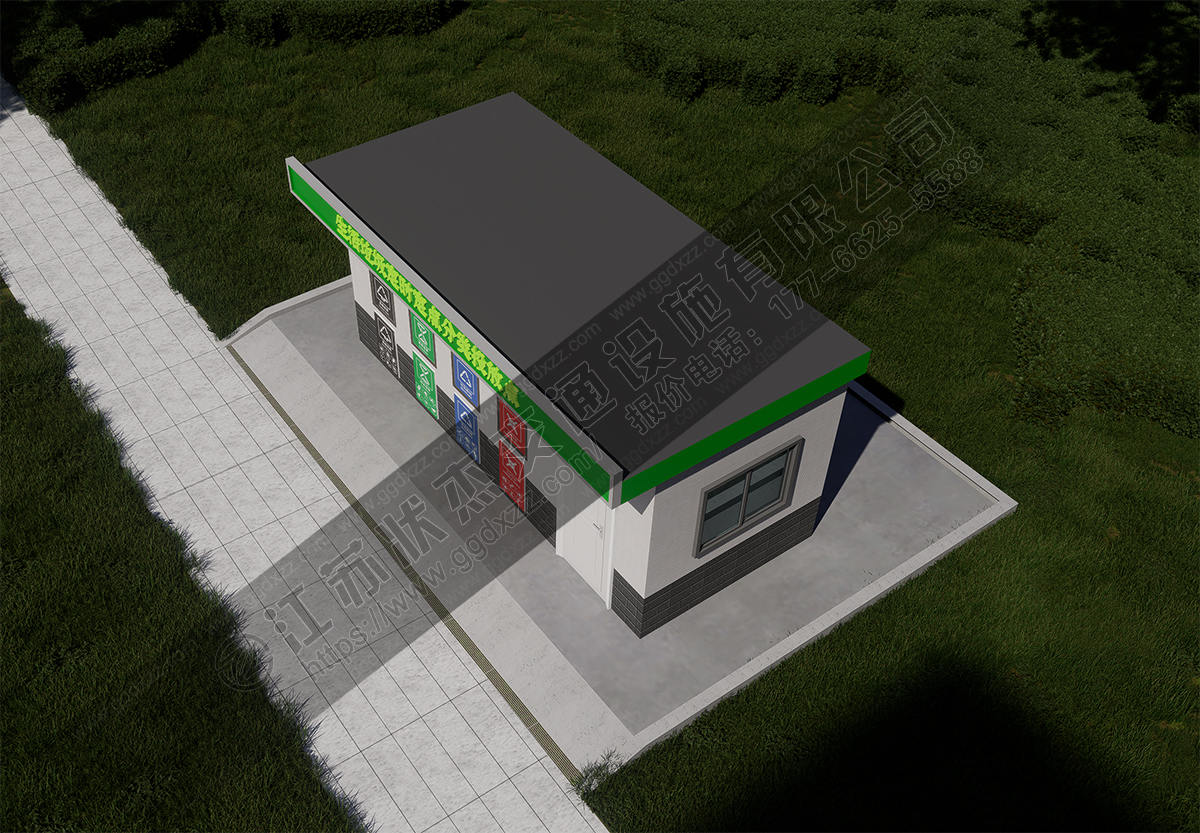 小區垃圾分類房俯視圖