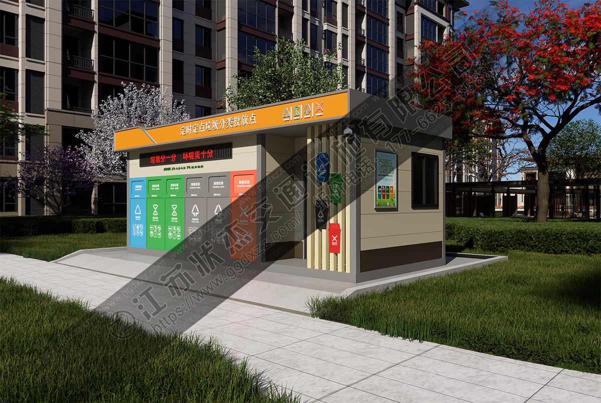 智能垃圾分類房積分兌換滿溢報警右視圖