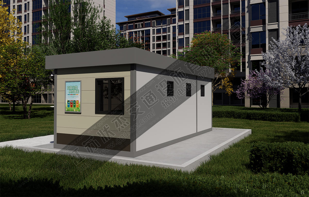 智能垃圾分類房積分兌換滿溢報警后視圖