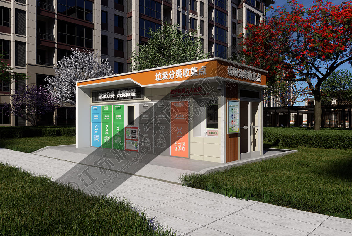 智能感應投放垃圾房殺菌除臭遠程監控右視圖