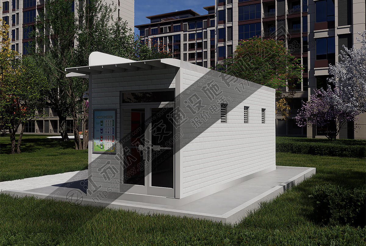 小區智能垃圾分類房帶雨棚后視圖