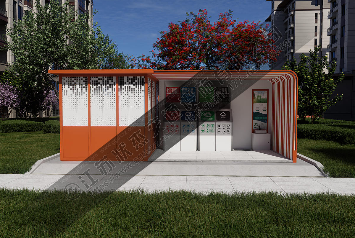 垃圾分類收集站俯視圖