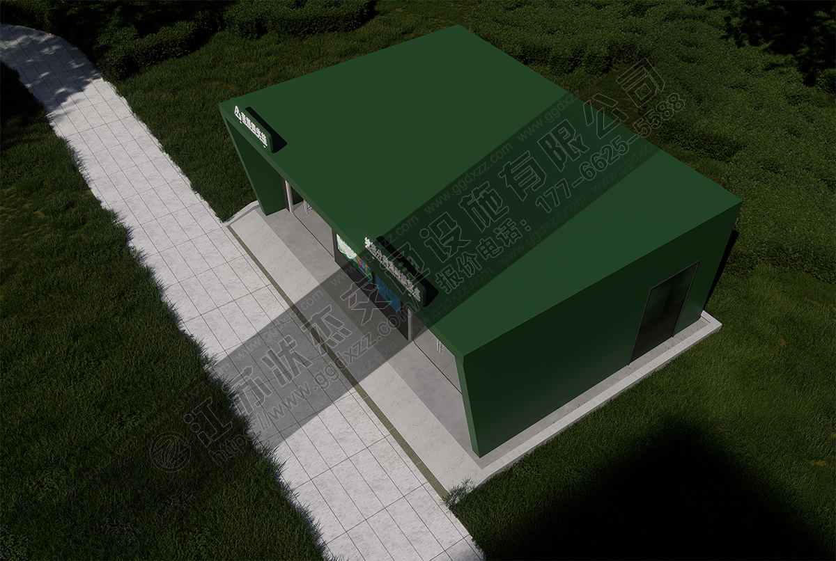 小區智能環保多功能垃圾分類房俯視圖