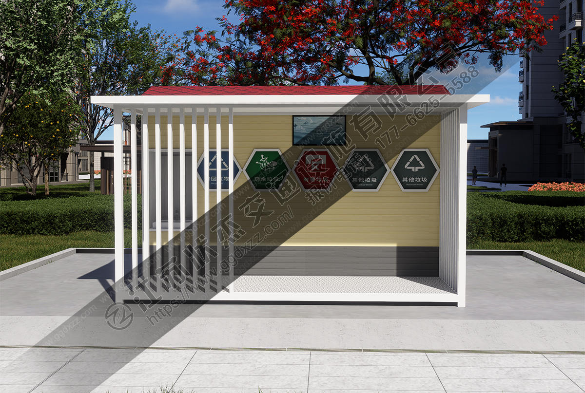 小區垃圾分類房前視圖