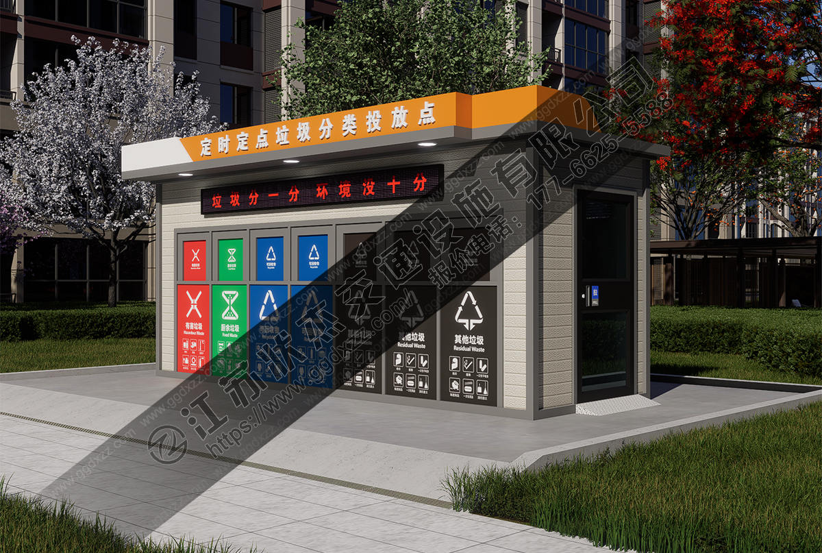 定時定點垃圾分類投放屋右視圖