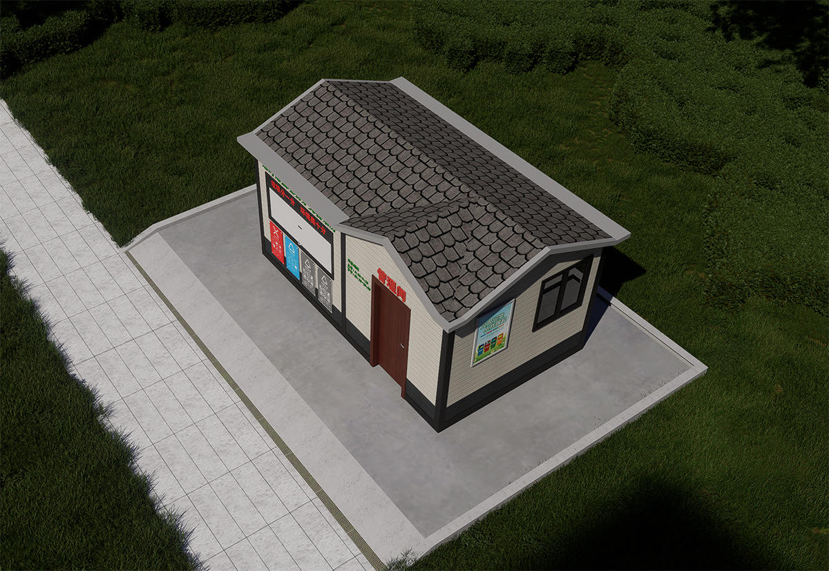 定時定點垃圾分類收集房俯視圖