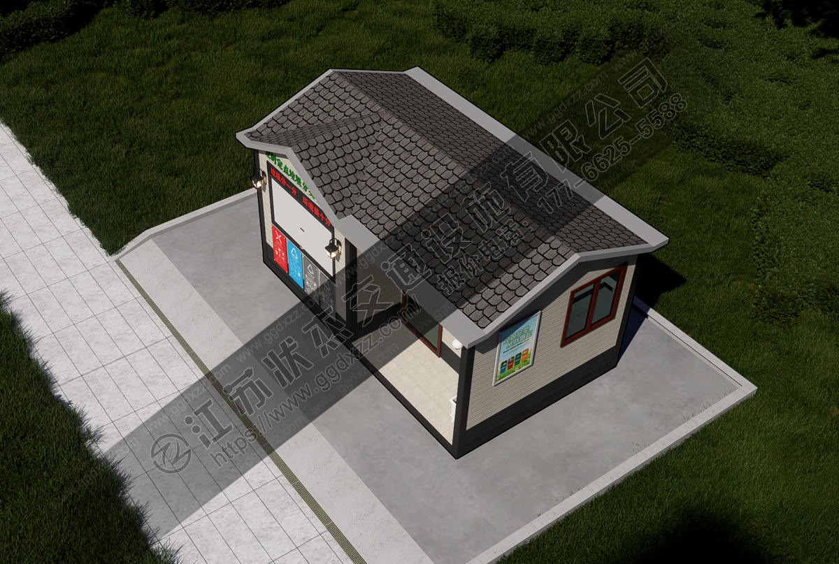 小區定時定點垃圾分類屋左視圖