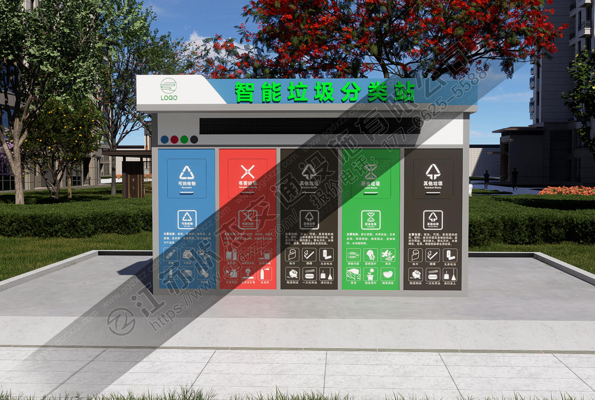 小區垃圾分類站前視圖