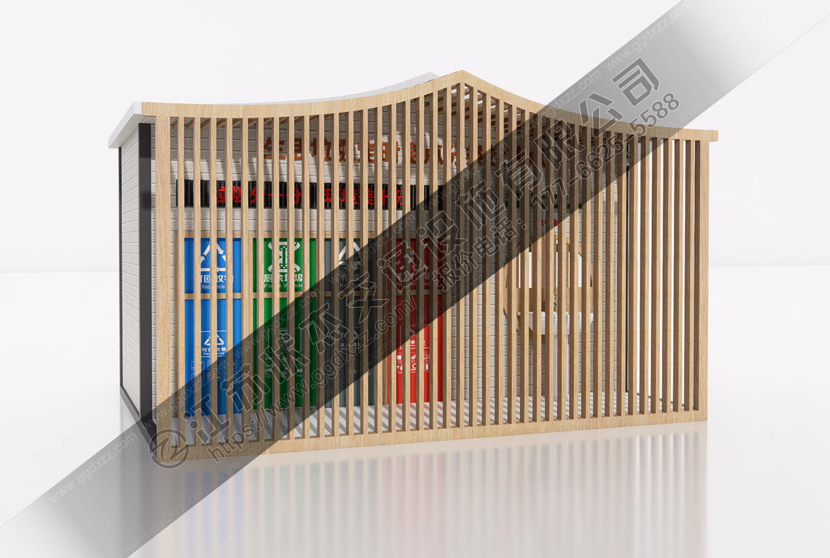 防腐木景觀垃圾分類房效果圖