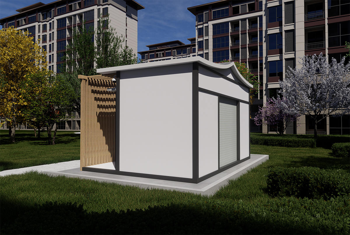 防腐木景觀垃圾分類房后視圖