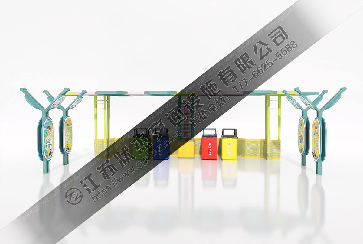 幼兒園垃圾分類亭前視圖