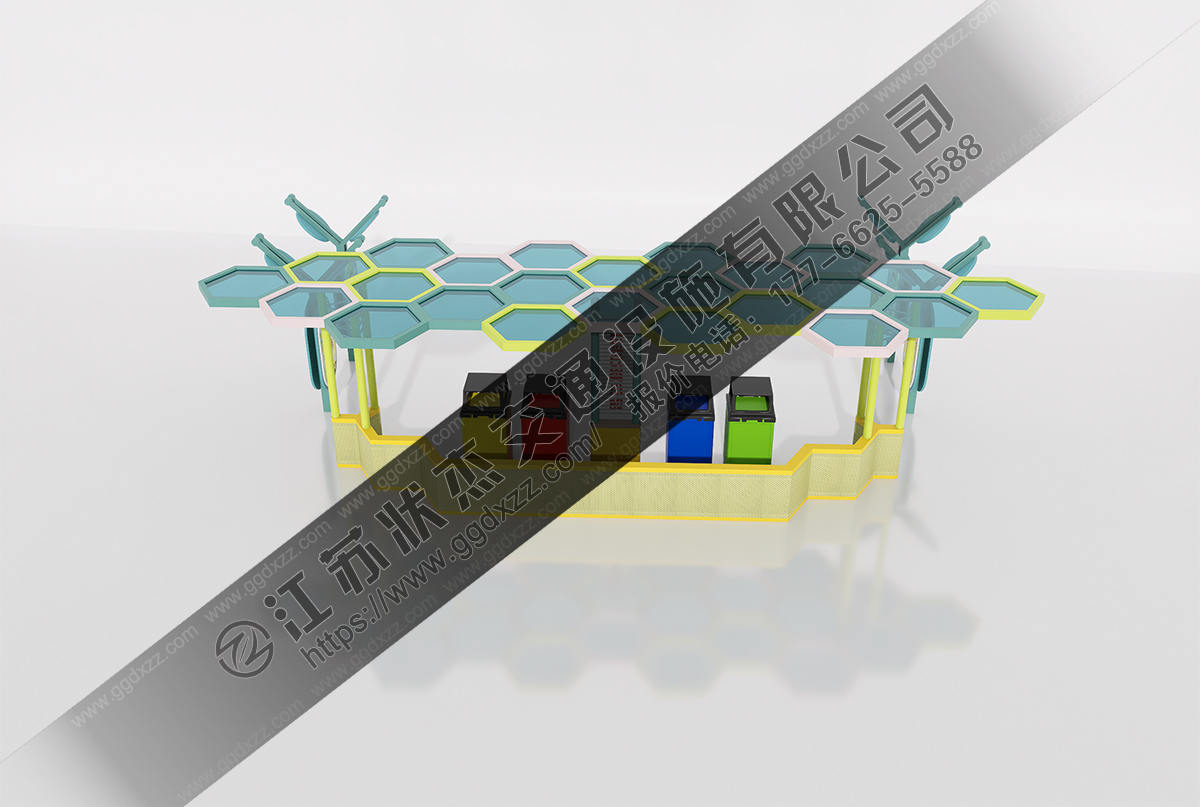 幼兒園垃圾分類亭后視圖