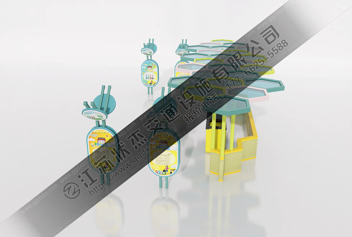 幼兒園垃圾分類亭側視圖