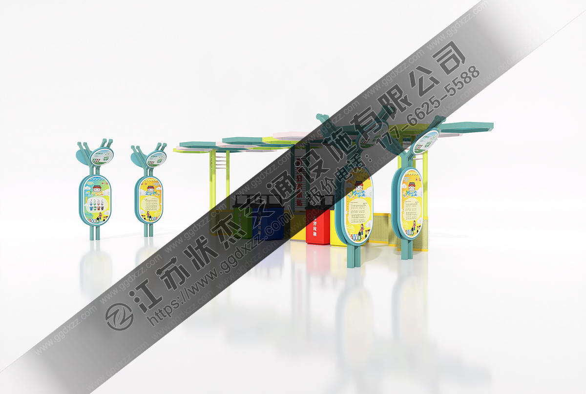 幼兒園垃圾分類亭右視圖