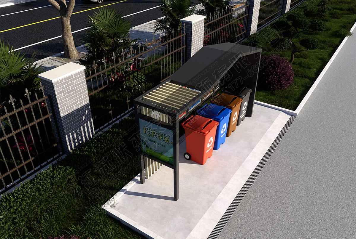 公園景區垃圾分類亭俯視圖