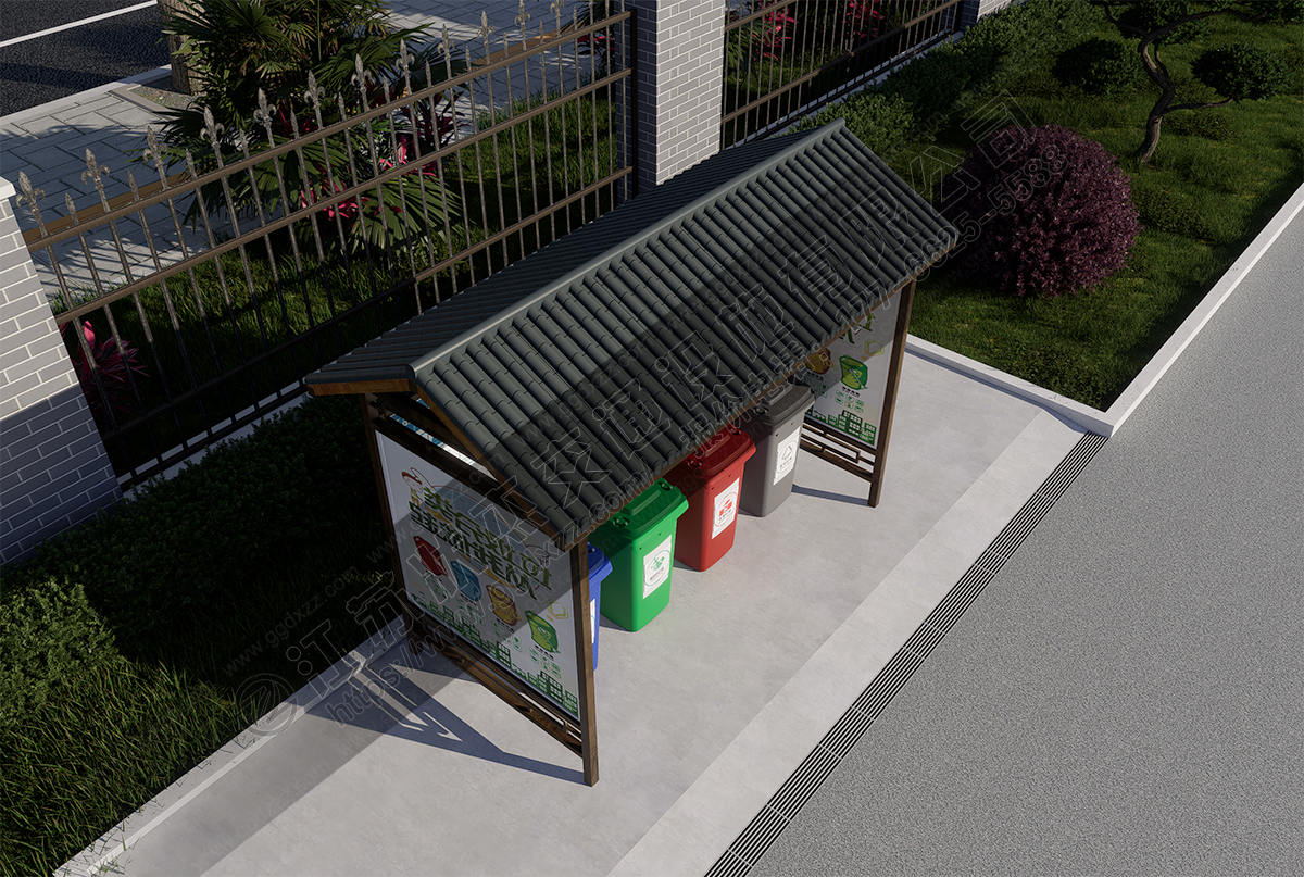 仿古垃圾分類亭俯視圖