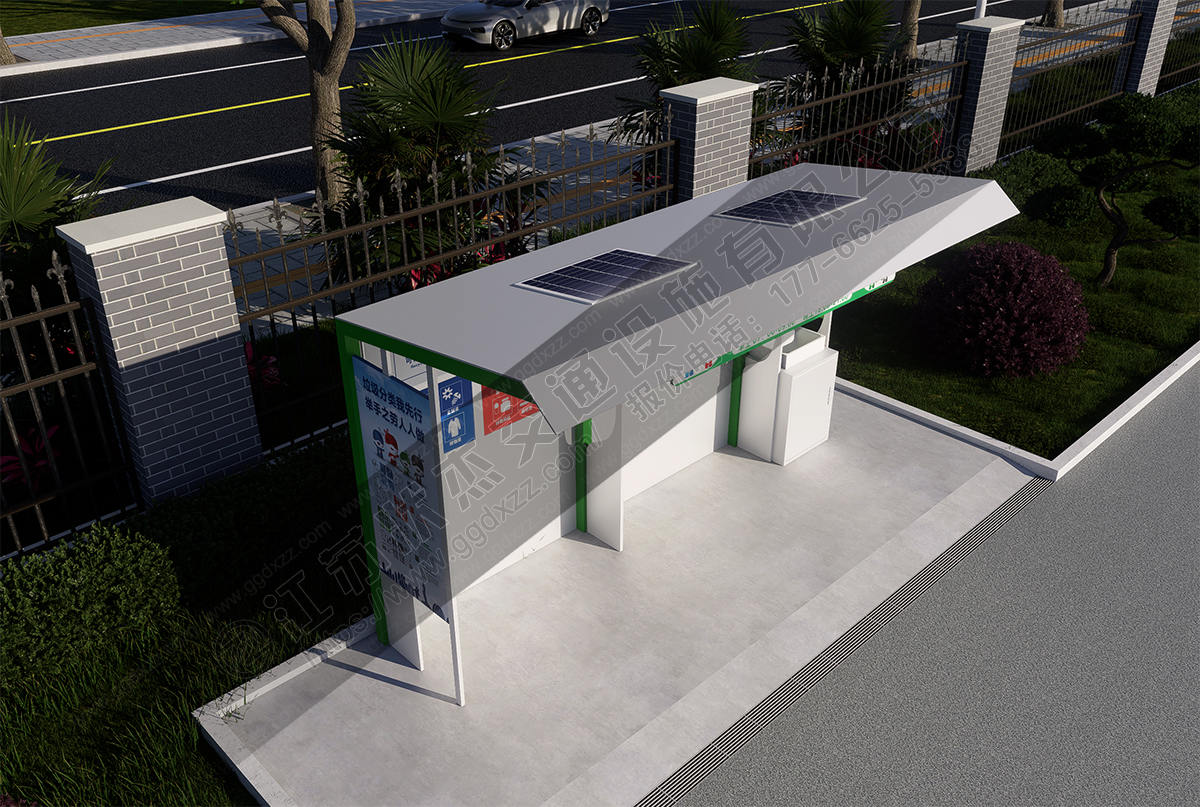 小區帶洗手盆垃圾分類亭右視圖