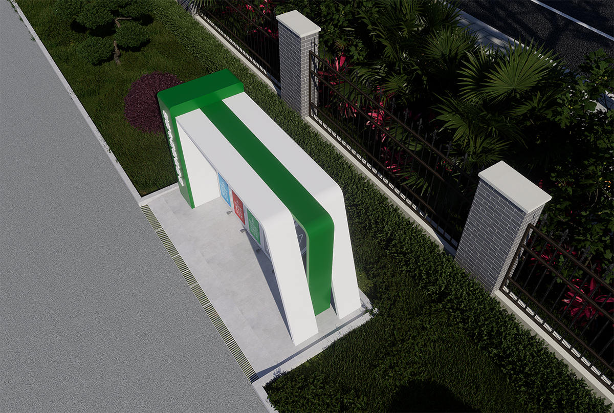 垃圾分類投放驛站俯視圖