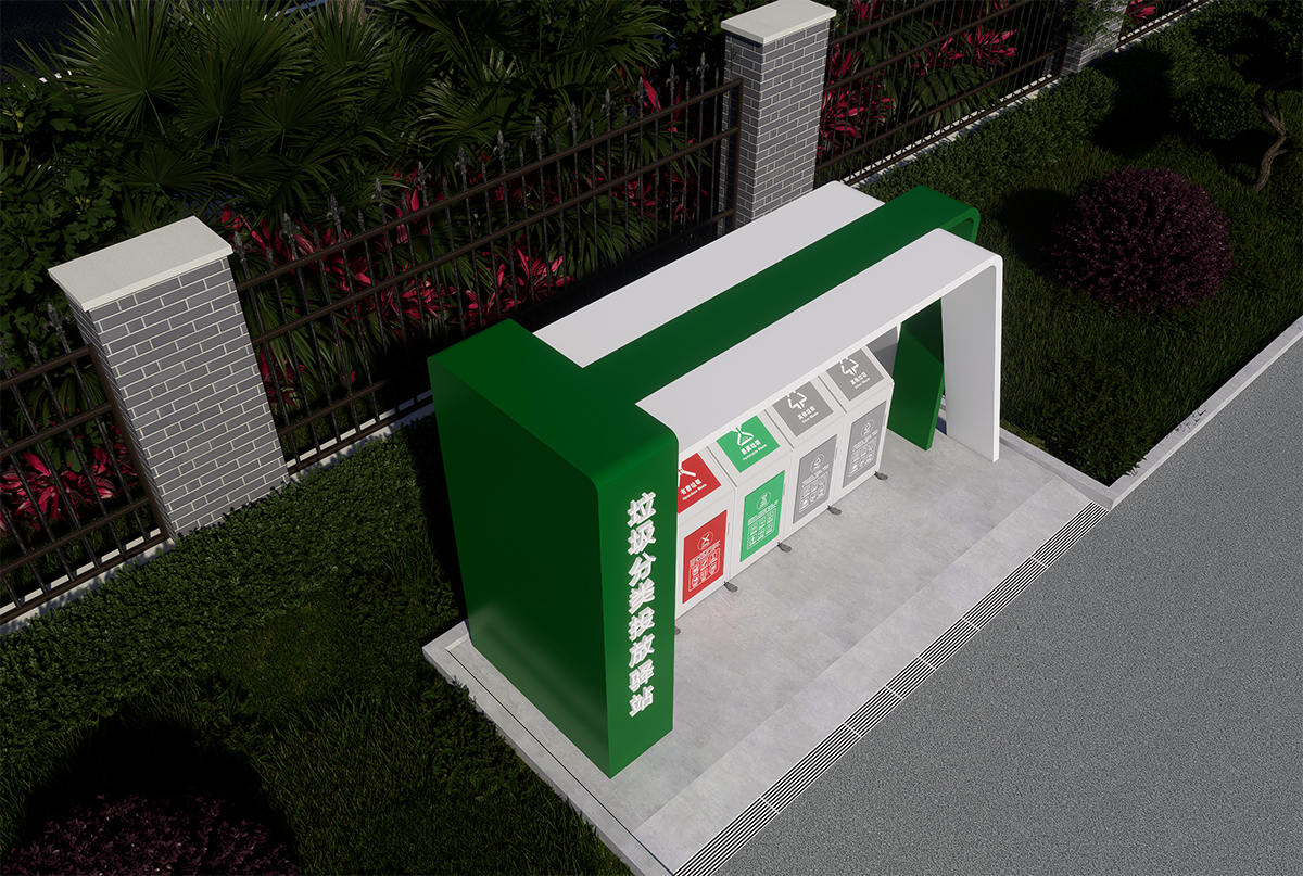 垃圾分類投放驛站俯視圖