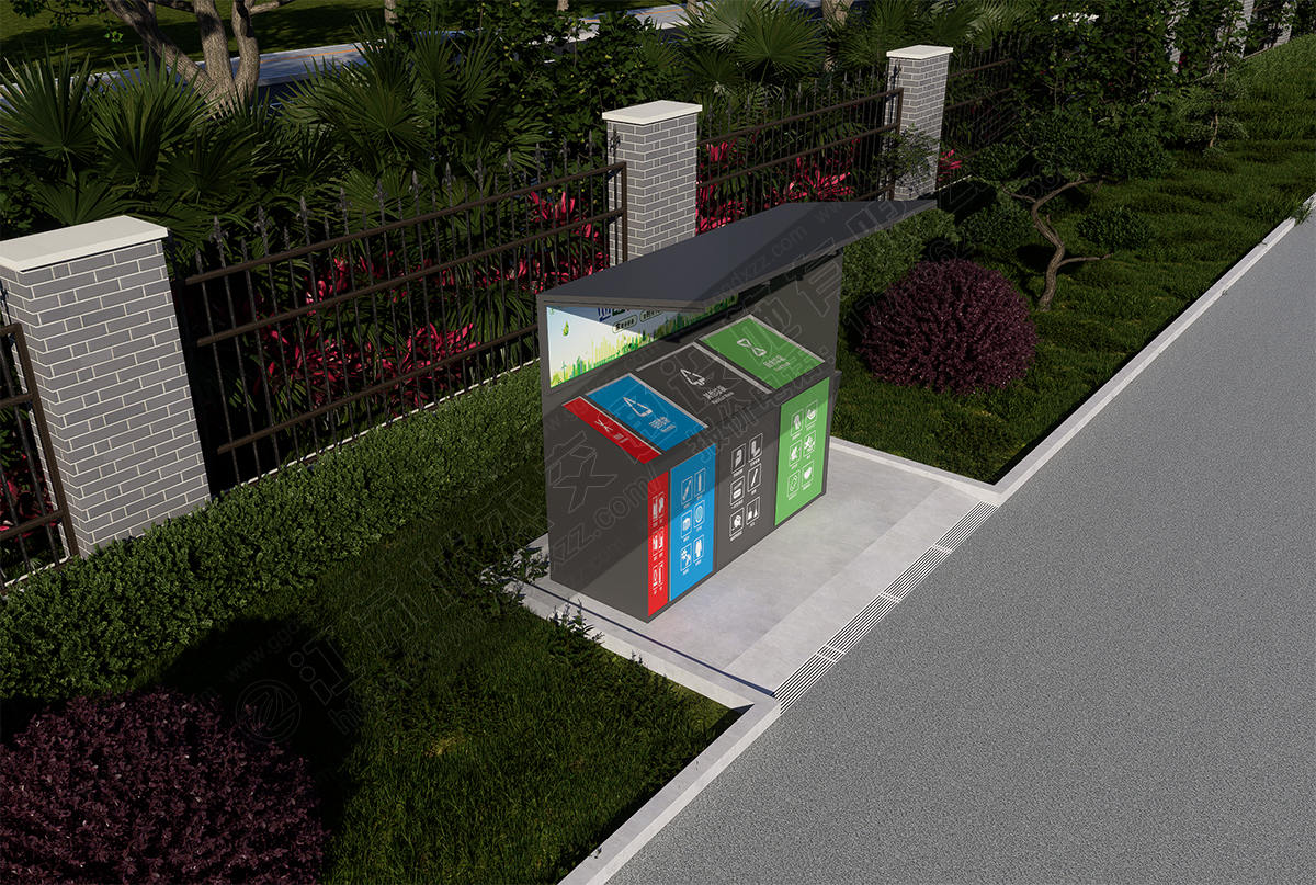 帶洗手池垃圾分類棚俯視圖