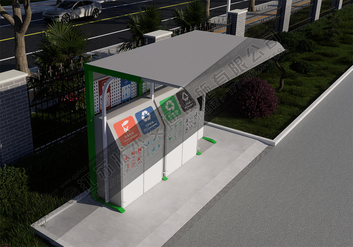 腳踏式垃圾分類亭帶洗手盆俯視圖