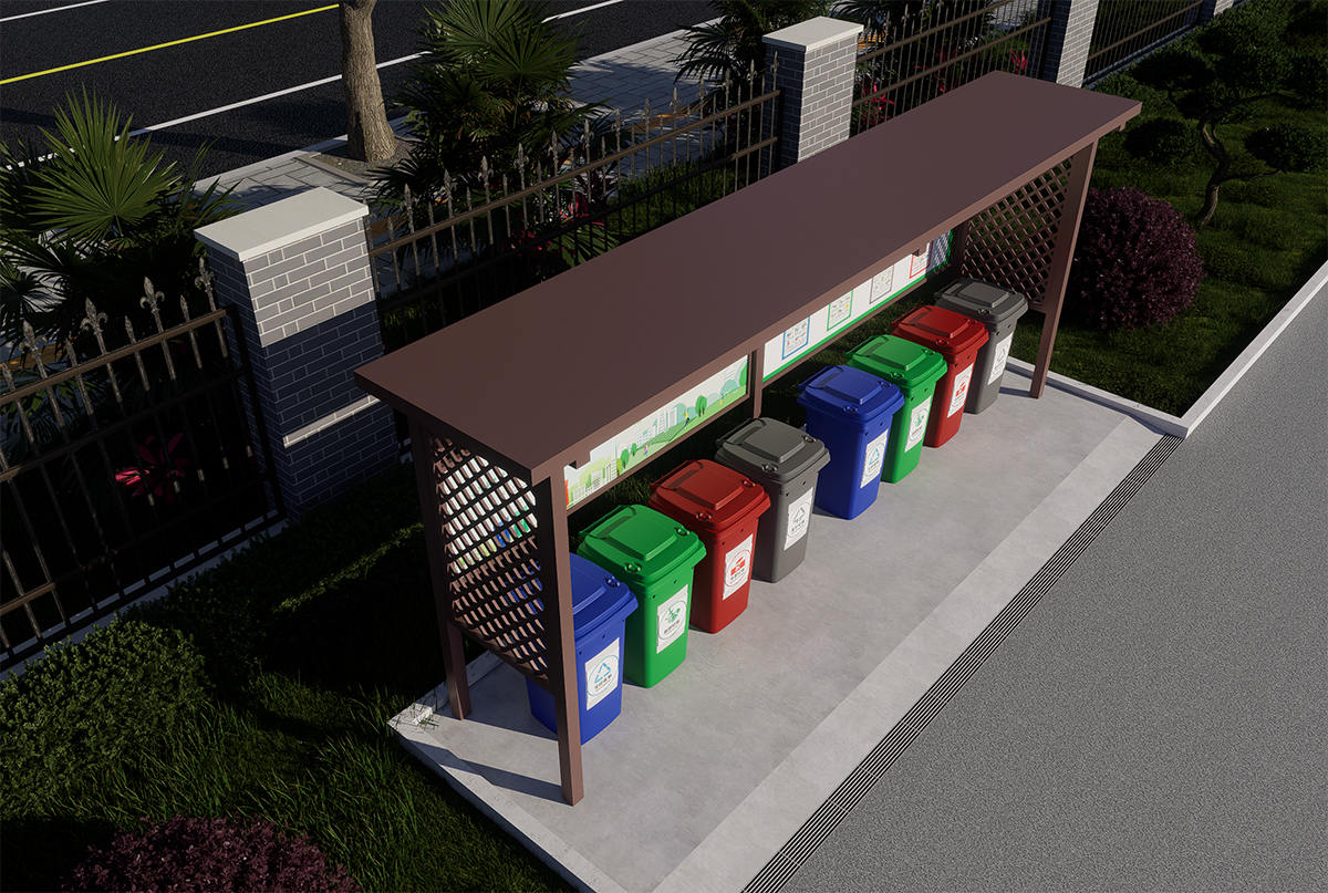 八分類垃圾亭俯視圖