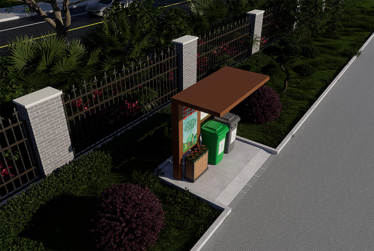 兩分類垃圾亭俯視圖