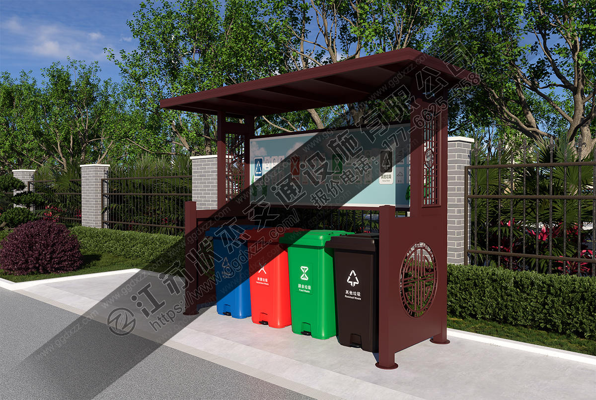 公園景區垃圾分類亭右視圖
