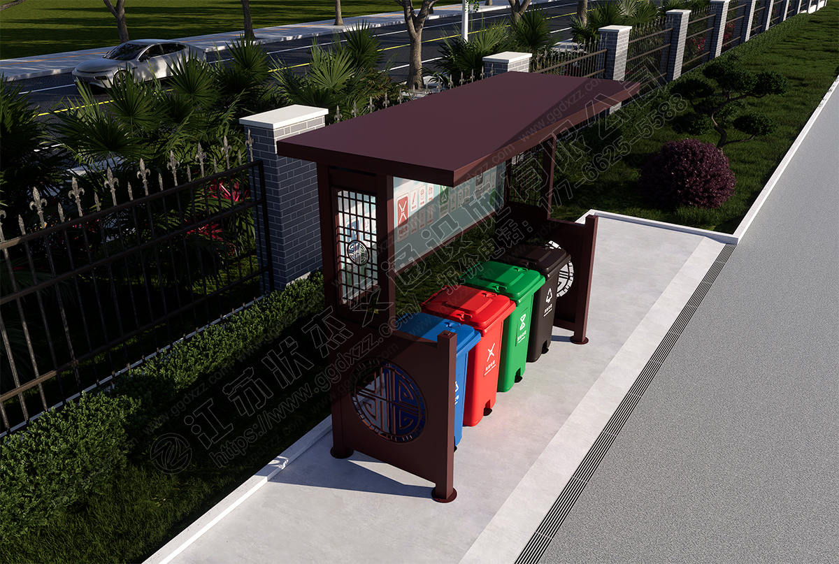 公園景區垃圾分類亭俯視圖