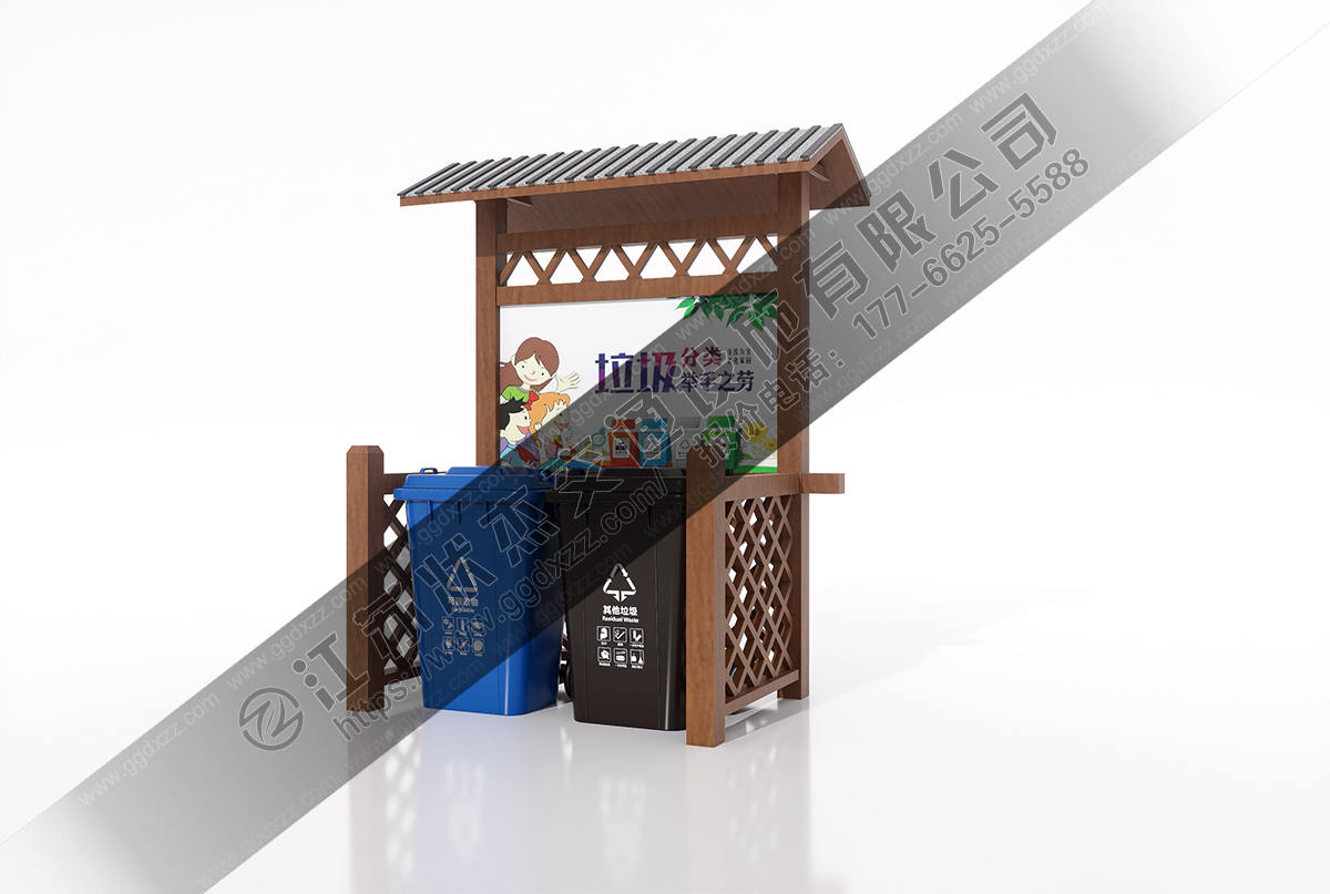兩分類垃圾分類收集亭圖片