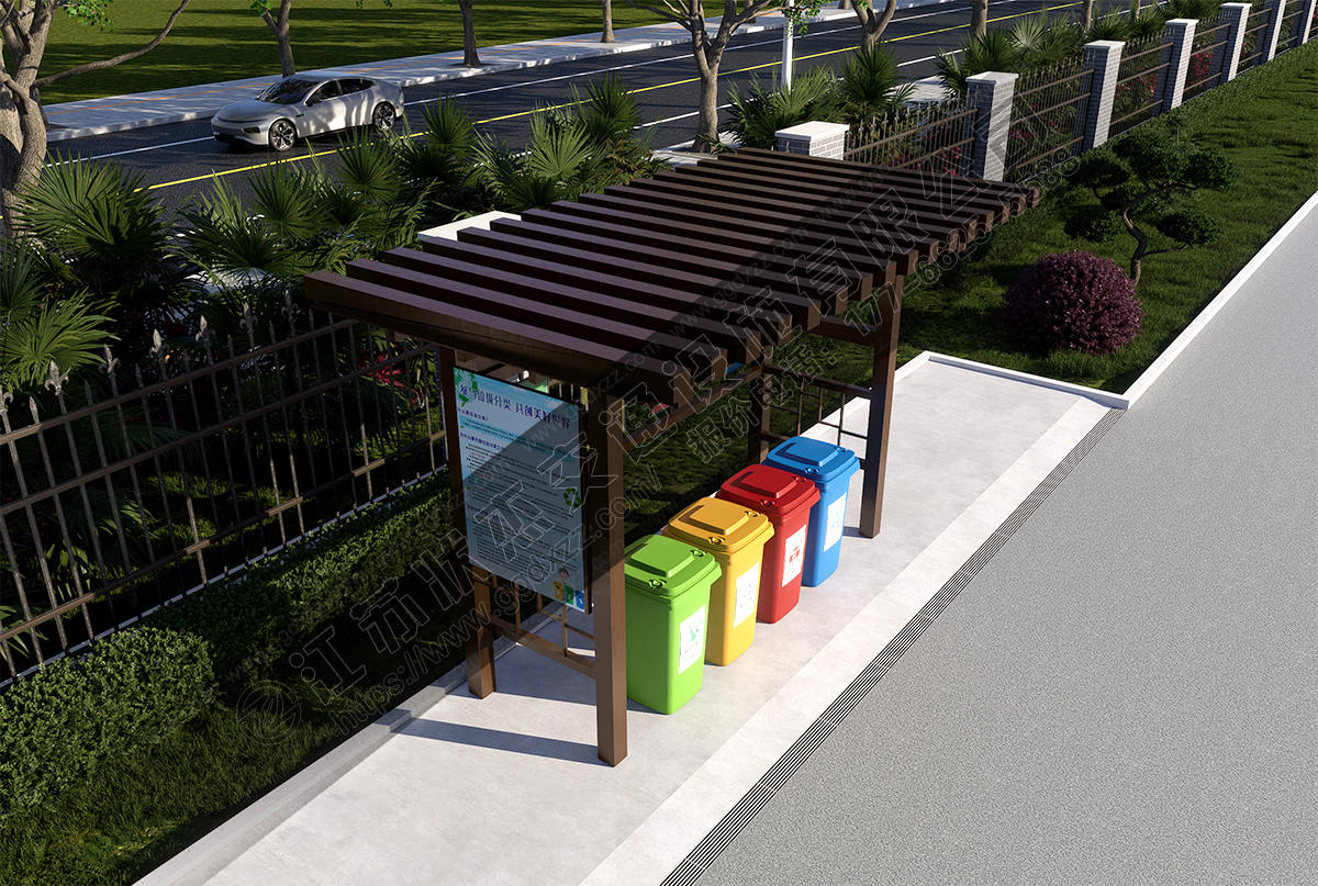 小區垃圾分類投放亭俯視圖