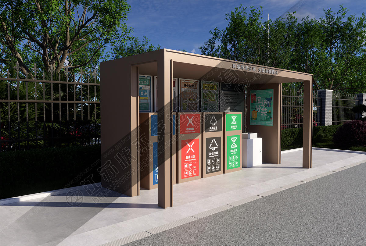 新款帶洗手池垃圾分類亭左視圖