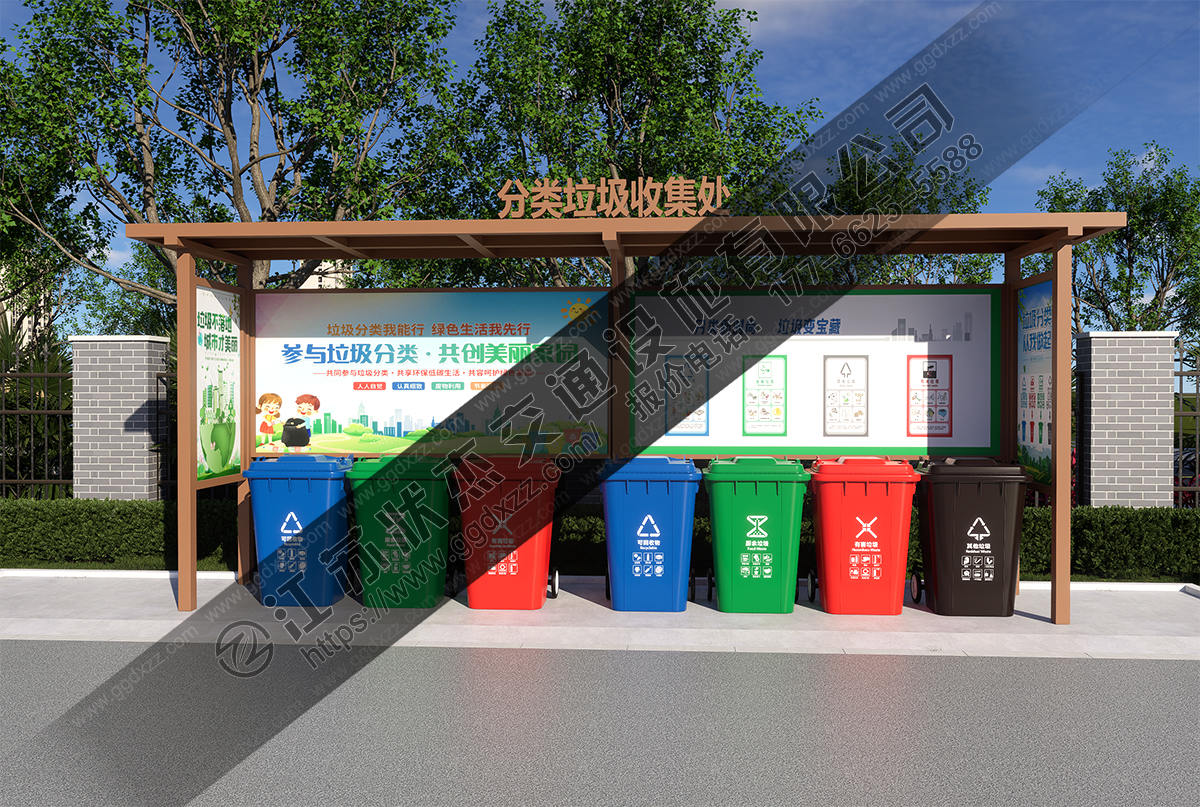 垃圾分類收集亭右視圖