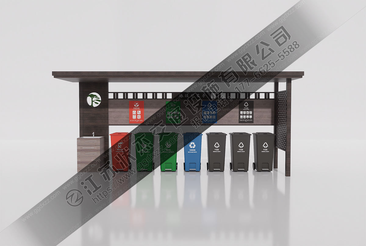 帶洗手池加長垃圾分類亭圖片