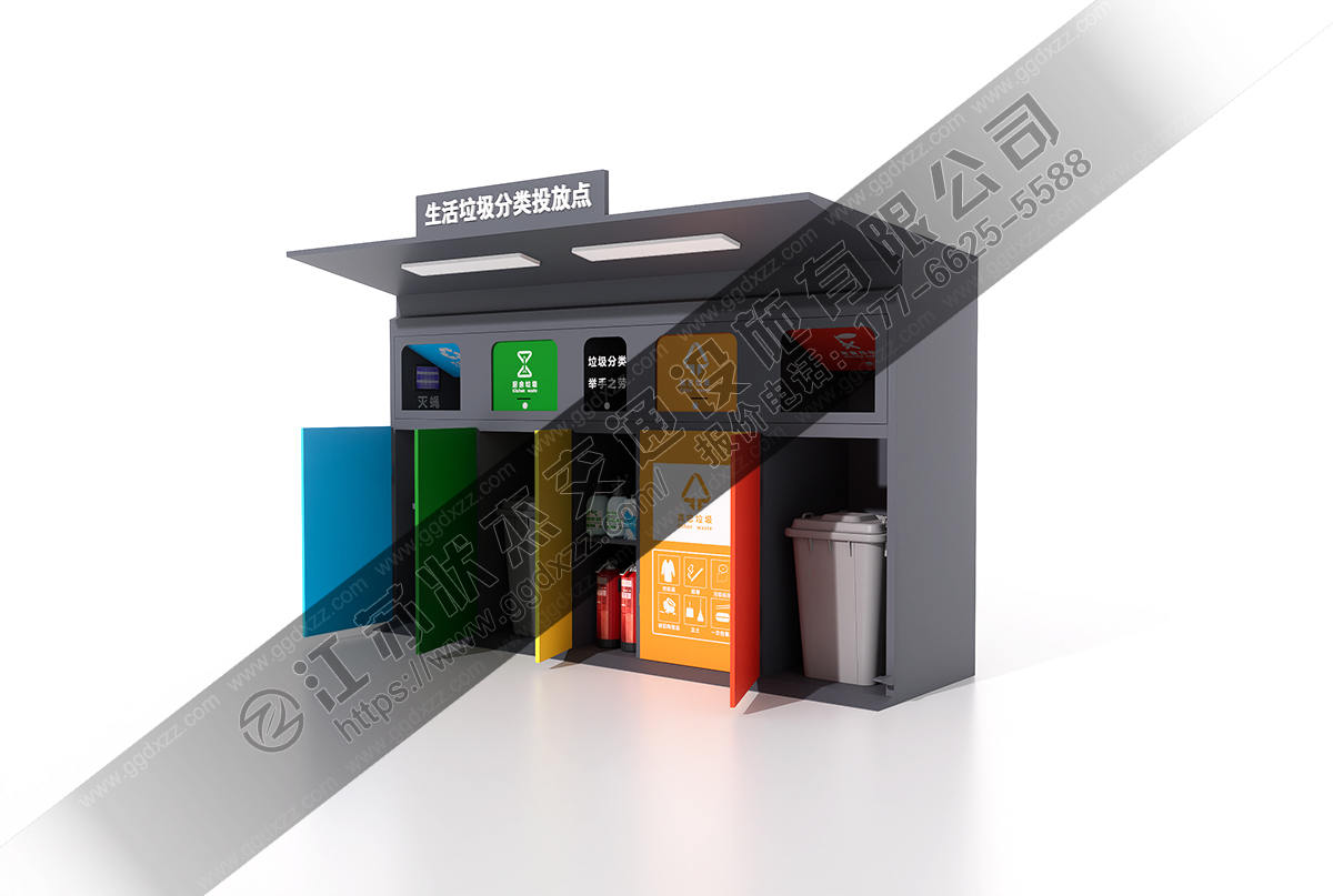 太陽能供電垃圾分類箱內部展示 /></p><p align=' center'='