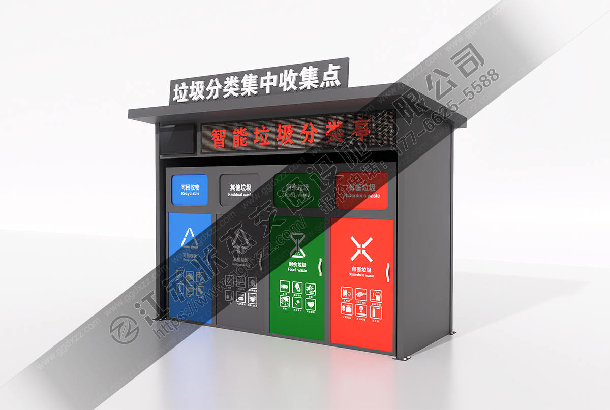 智能垃圾分類箱LED宣傳屏液晶廣告屏效果圖