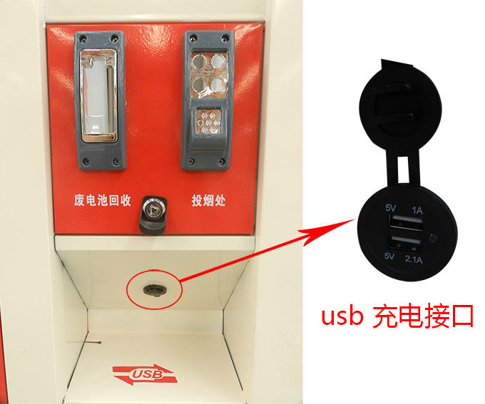 背靠背廣告垃圾箱 USB 充電接口細節圖