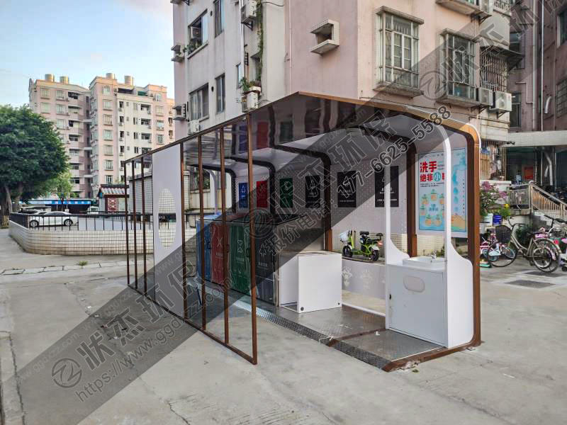 湖南株洲帶洗手盆垃圾分類亭案例