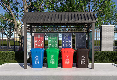 小區仿古垃圾分類亭設計定制