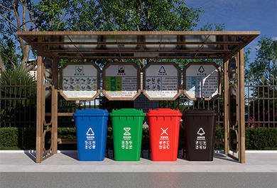 景區仿古垃圾分類亭實景圖片